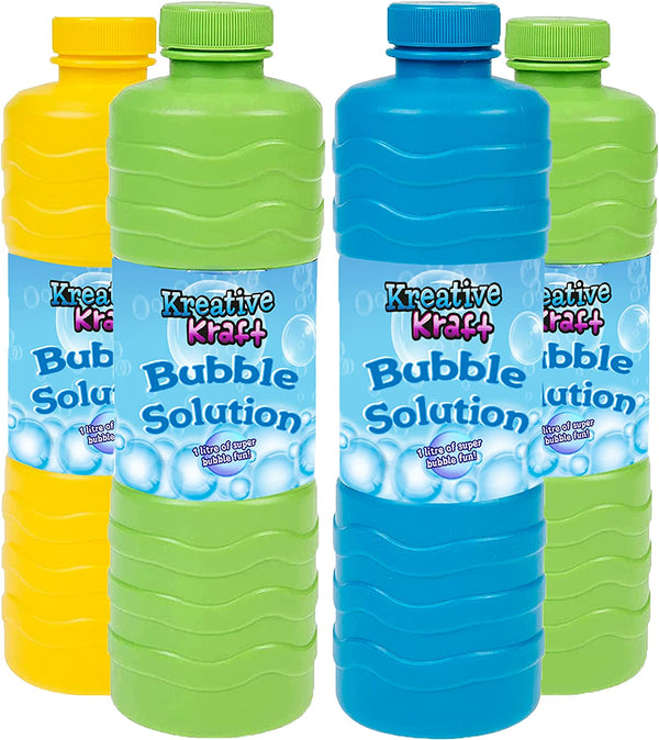 KreativeKraft 1L Bubble Solution - 4 PACK, Refill Bubble Solution