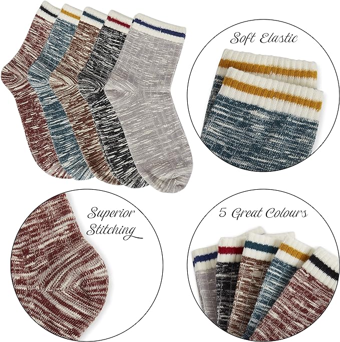 CityComfort Womens Socks, Cotton Ladies size 4-7 Multipack  For Teenagers,Unisex - Get Trend
