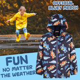 Bluey Girls Raincoat with Hood, Waterproof Fleece Lined Coat Kids Outdoor Rainwear Hooded Jacket