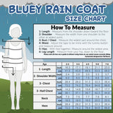 Bluey Girls Raincoat with Hood, Waterproof Fleece Lined Coat Kids Outdoor Rainwear Hooded Jacket