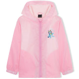 Bluey Girls Raincoat with Hood, Waterproof Fleece Lined Coat Kids Outdoor Rainwear Hooded Jacket