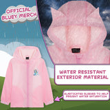 Bluey Girls Raincoat with Hood, Waterproof Fleece Lined Coat Kids Outdoor Rainwear Hooded Jacket