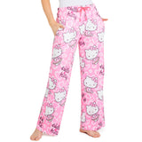 Hello Kitty Womens Pyjama Bottoms, Comfy Elasticated Waist Loungewear, Breathable PJs - Gifts for Women