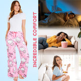 Hello Kitty Womens Pyjama Bottoms, Comfy Elasticated Waist Loungewear, Breathable PJs - Gifts for Women