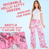 Hello Kitty Womens Pyjama Bottoms, Comfy Elasticated Waist Loungewear, Breathable PJs - Gifts for Women