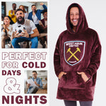 West Ham United F.C. Men's Oversized Fleece Poncho with Hood, West Ham Gifts for Men - Get Trend
