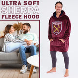 West Ham United F.C. Men's Oversized Fleece Poncho with Hood, West Ham Gifts for Men - Get Trend