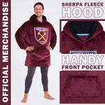 West Ham United F.C. Men's Oversized Fleece Poncho with Hood, West Ham Gifts for Men - Get Trend