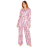 Hello Kitty Womens Long Pyjama Set, Classic Button Down Nightwear, Loungewear for Her