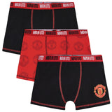 Manchester United F.C. Boys Boxer Shorts, Soft Breathable Stretchy Boxers Pack of 3 Underwear - Gifts for Boys