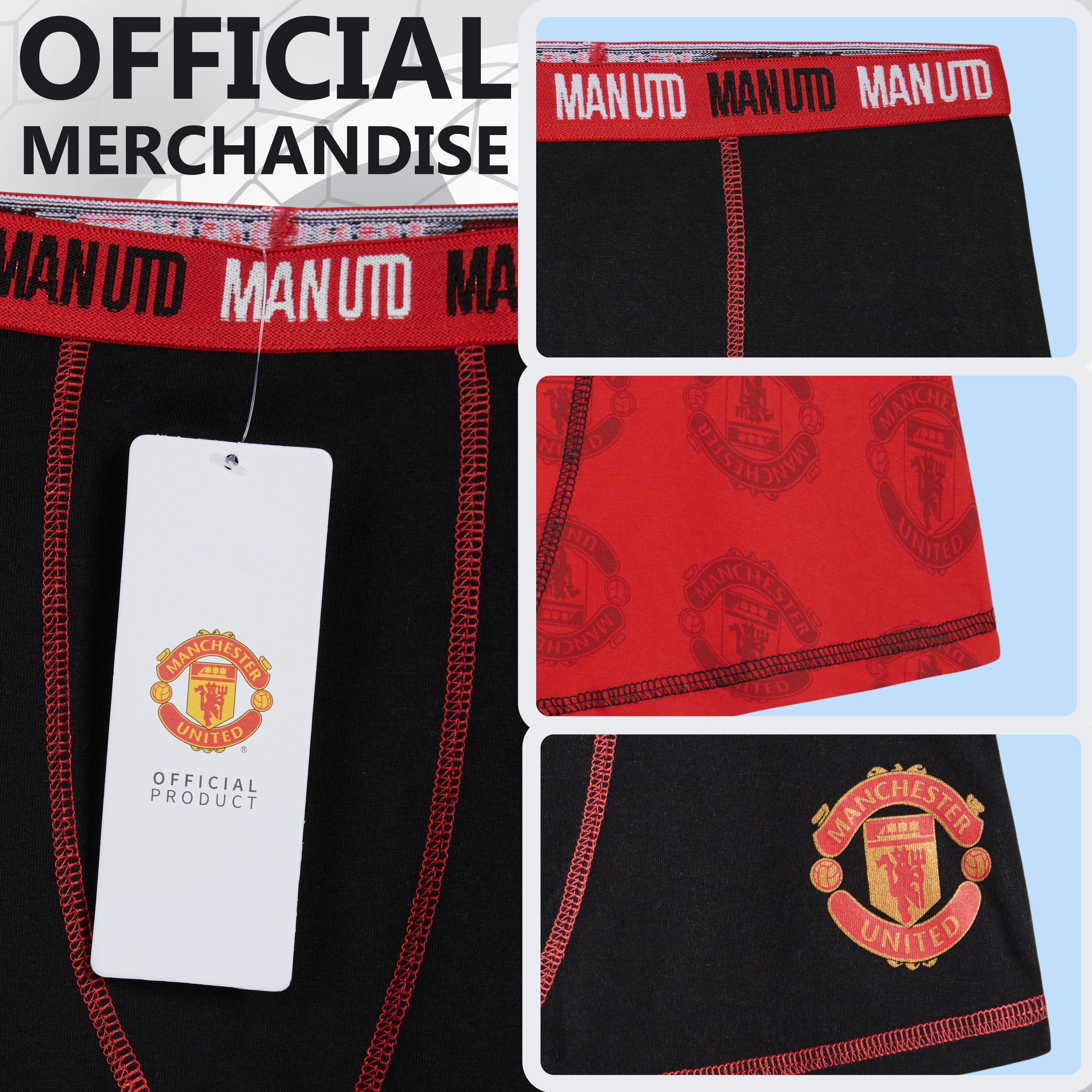 Manchester United Boxer Ragazzo - Confezione Da 3 Ufficiale Rosso 7-8 Anni