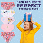 Bluey Girls Knickers, Comfy Breathable Cotton Underwear for Kids - Pack of 5 - Get Trend