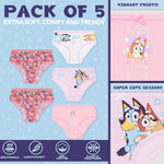 Bluey Girls Knickers, Comfy Breathable Cotton Underwear for Kids - Pack of 5 - Get Trend