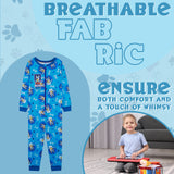 Bluey Boys Jersey Onesie with Cuffed Sleeves and Ankles, Cosy Loungewear - Gifts for Boys