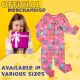 Bluey Girls Jersey Onesie with Cuffed Sleeves and Ankles, Cosy Loungewear - Gifts for Girls