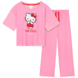 Hello Kitty Girls Pyjamas Set, Soft Comfortable Loungewear - Gifts for Girls - Get Trend
