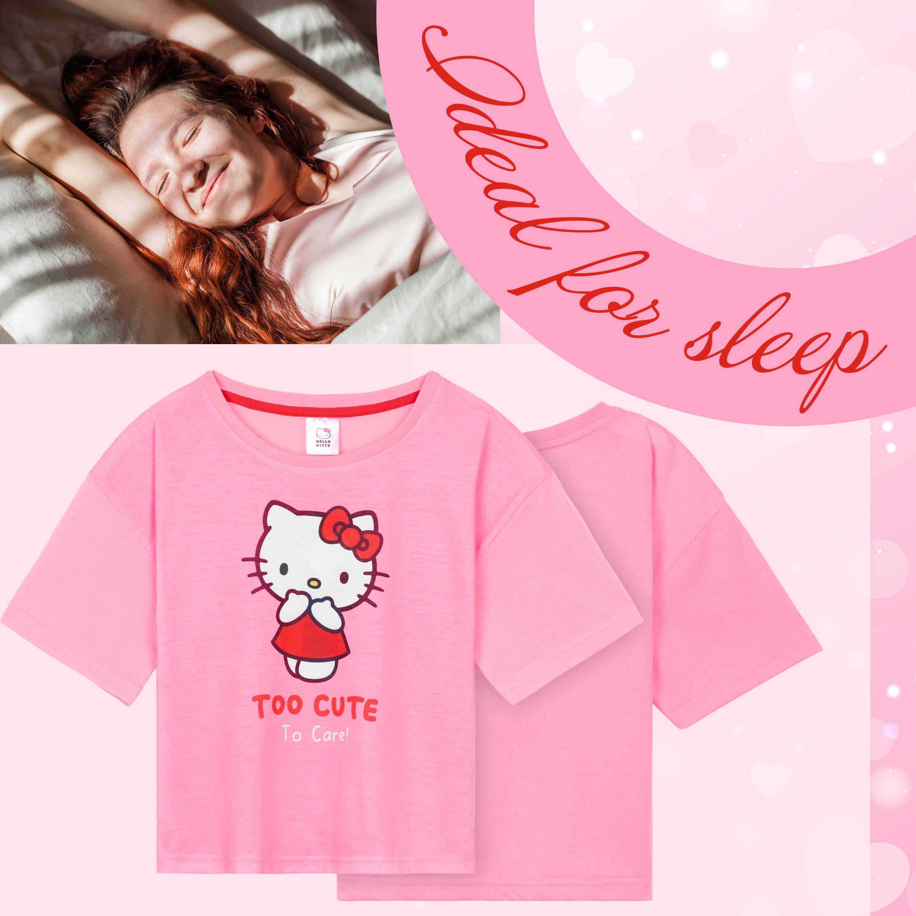 Hello Kitty Girls Pyjamas Set, Soft Comfortable Loungewear - Gifts for Girls - Get Trend