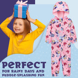 Bluey Puddle Suit Girls Waterproof All in One Rainsuit Kids with Hood Fleece Lined Outdoor Rainwear