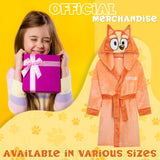 Bluey Girls Fleece Dressing Gown with Hood and Tie Waist, Cosy Robe - Gifts for Girls