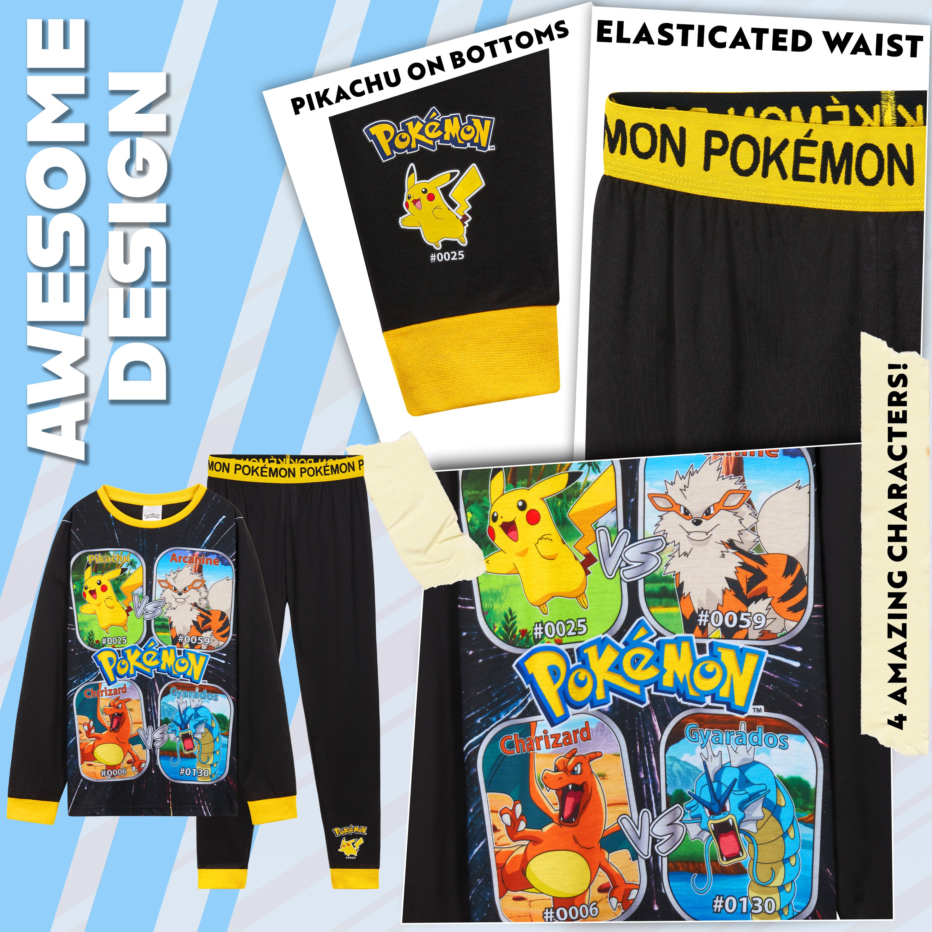 Pokemon Pyjamas for Boys & Teenagers Long PJs Set Soft Breathable Pikachu Nightwear Loungewear Comfy Jammies Sleepwear Anime Gifts for Boys - Get Trend