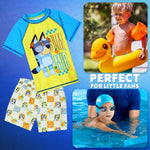 Bluey Swimsuit Set for Boys Toddlers 2 Piece Swimming Costume with Boys Swimming Shorts and Rash Vest for Swimming Pool Beach Trip Holiday Essentials - Get Trend