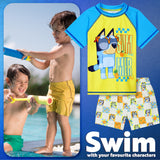 Bluey Swimsuit Set for Boys Toddlers 2 Piece Swimming Costume with Boys Swimming Shorts and Rash Vest for Swimming Pool Beach Trip Holiday Essentials - Get Trend