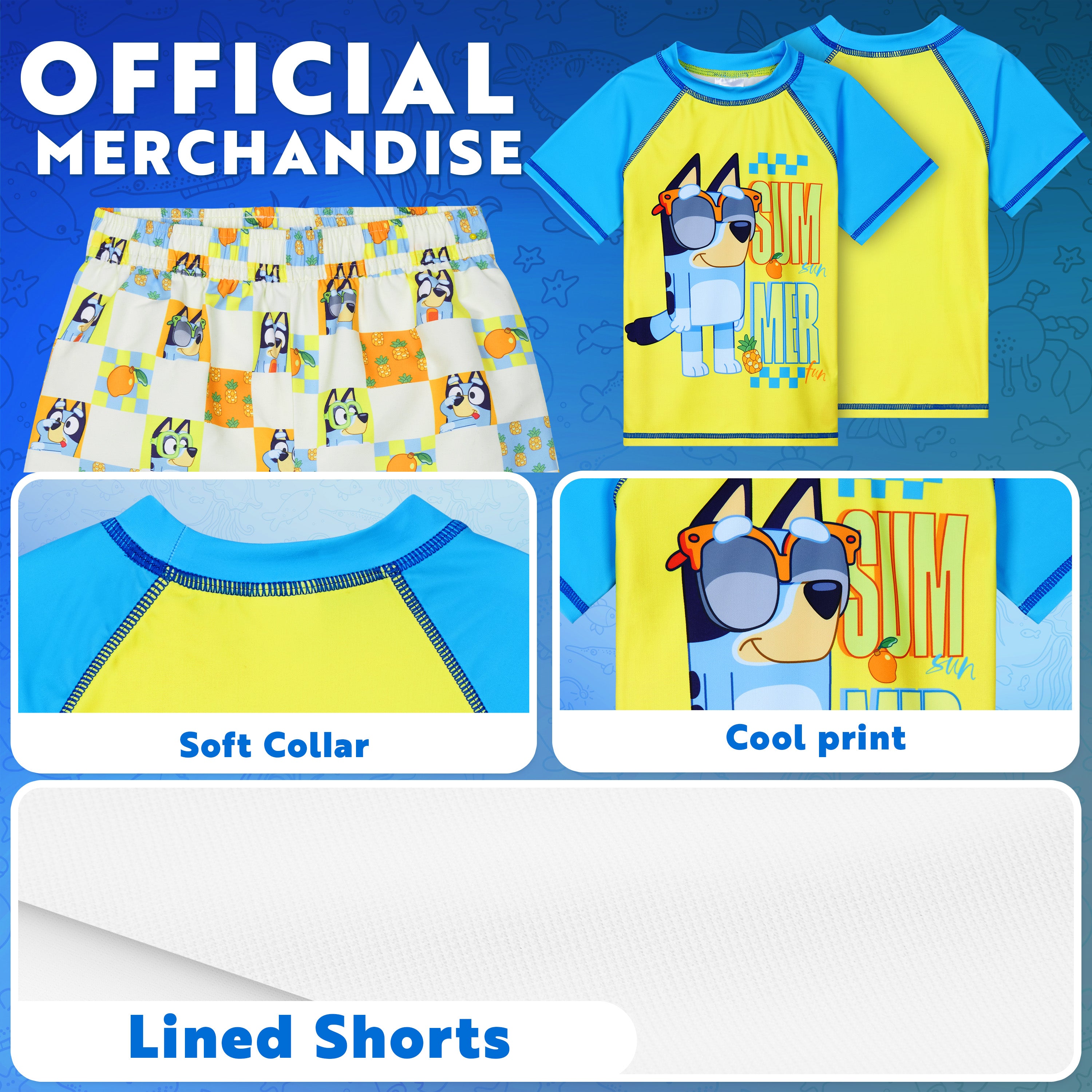 Bluey Swimsuit Set for Boys Toddlers 2 Piece Swimming Costume with Boys Swimming Shorts and Rash Vest for Swimming Pool Beach Trip Holiday Essentials - Get Trend