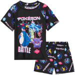 Pokemon Swimsuit Set for Boys Teens 2 Piece Anime Swimming Costume with Boys Swimming Shorts and Rash Vest for Swimming Pool Beach Trip Holiday Essentials - Get Trend