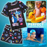 Pokemon Swimsuit Set for Boys Teens 2 Piece Anime Swimming Costume with Boys Swimming Shorts and Rash Vest for Swimming Pool Beach Trip Holiday Essentials - Get Trend
