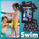 Pokemon Swimsuit Set for Boys Teens 2 Piece Anime Swimming Costume with Boys Swimming Shorts and Rash Vest for Swimming Pool Beach Trip Holiday Essentials - Get Trend