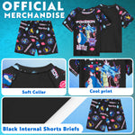 Pokemon Swimsuit Set for Boys Teens 2 Piece Anime Swimming Costume with Boys Swimming Shorts and Rash Vest for Swimming Pool Beach Trip Holiday Essentials - Get Trend