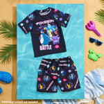 Pokemon Swimsuit Set for Boys Teens 2 Piece Anime Swimming Costume with Boys Swimming Shorts and Rash Vest for Swimming Pool Beach Trip Holiday Essentials - Get Trend