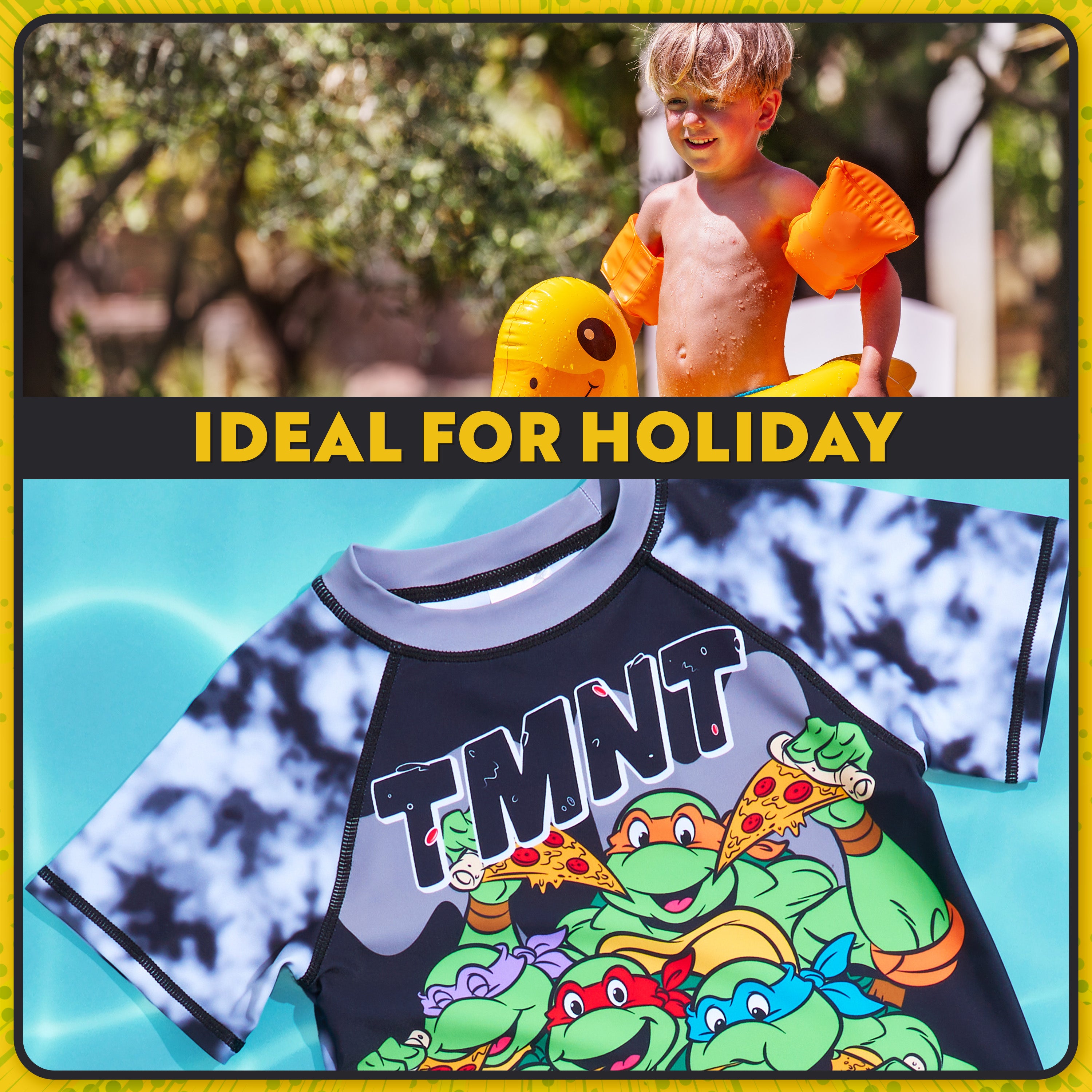 TEENAGE MUTANT NINJA Turtles Swimsuit Set for Boys 2 Pcs with Swimming Trunks Boys Rash Vest for Swimming Beach Trip Holiday Essentials - Get Trend