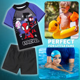 Marvel Spiderman Swimsuit Set for Boys 2 Piece Swimming Costume Swimming Shorts Rash Vest Pool Beach Holiday Essentials - Get Trend