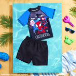Marvel Spiderman Swimsuit Set for Boys 2 Piece Swimming Costume Swimming Shorts Rash Vest Pool Beach Holiday Essentials - Get Trend