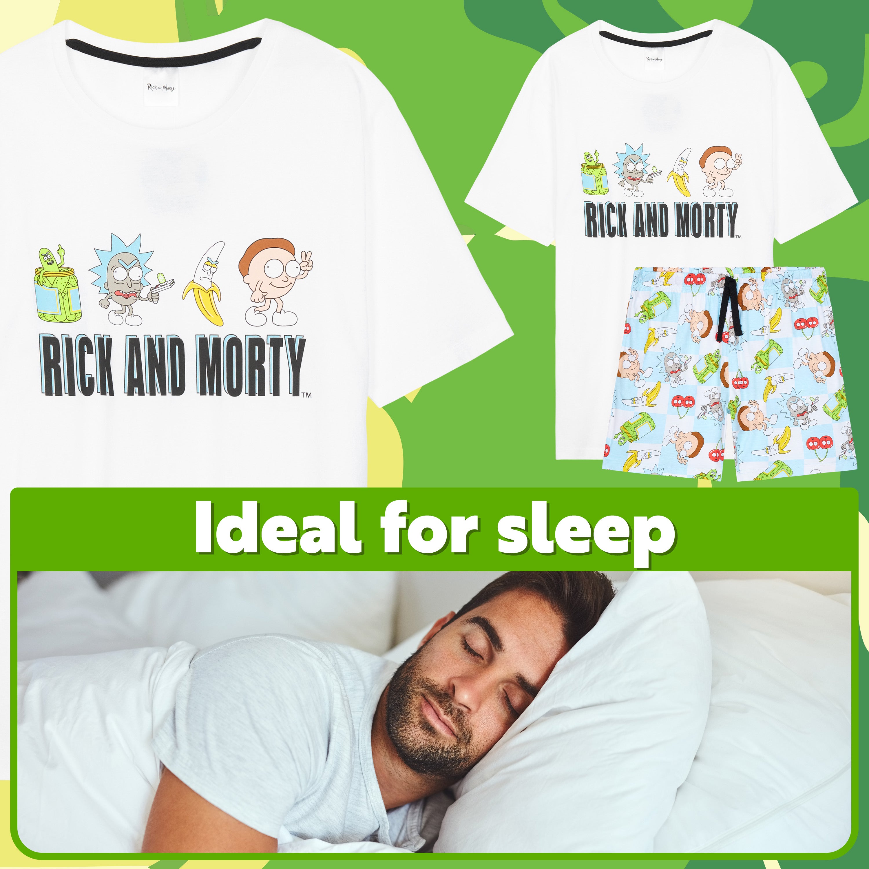 Get Trend Rick and Morty Mens Pyjamas Set Short PJs Nightwear Summer Lounge Set Sleepwear Jammies Funny Gifts for Men - Get Trend