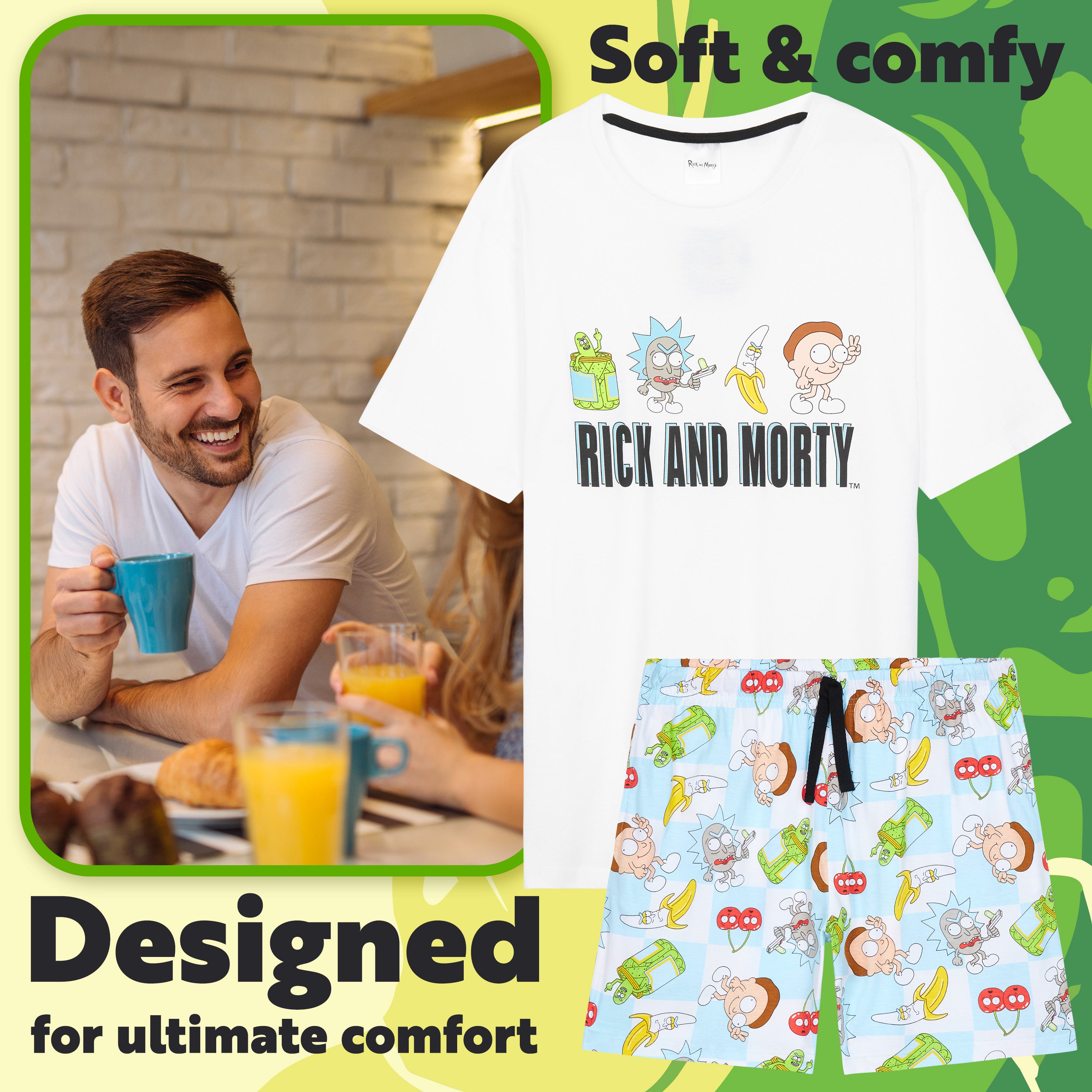 Get Trend Rick and Morty Mens Pyjamas Set Short PJs Nightwear Summer Lounge Set Sleepwear Jammies Funny Gifts for Men - Get Trend