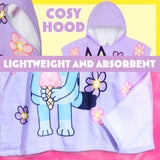 Bluey Bath Towel with Hood for Kids Absorbent Changing Robe Cotton Poncho for Swimming Bath Shower Beach Towel Holiday Essentials (Purple, 3-8 Years)