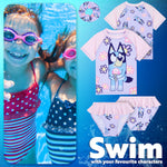 Bluey Girls Swimming Costume Long Sleeve Swimsuit or One Piece or Rash Guard Set for Kids Toddlers Swimwear for Pool Beach Holiday Essentials - Get Trend