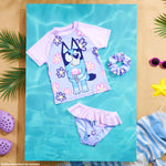 Bluey Girls Swimming Costume Long Sleeve Swimsuit or One Piece or Rash Guard Set for Kids Toddlers Swimwear for Pool Beach Holiday Essentials - Get Trend