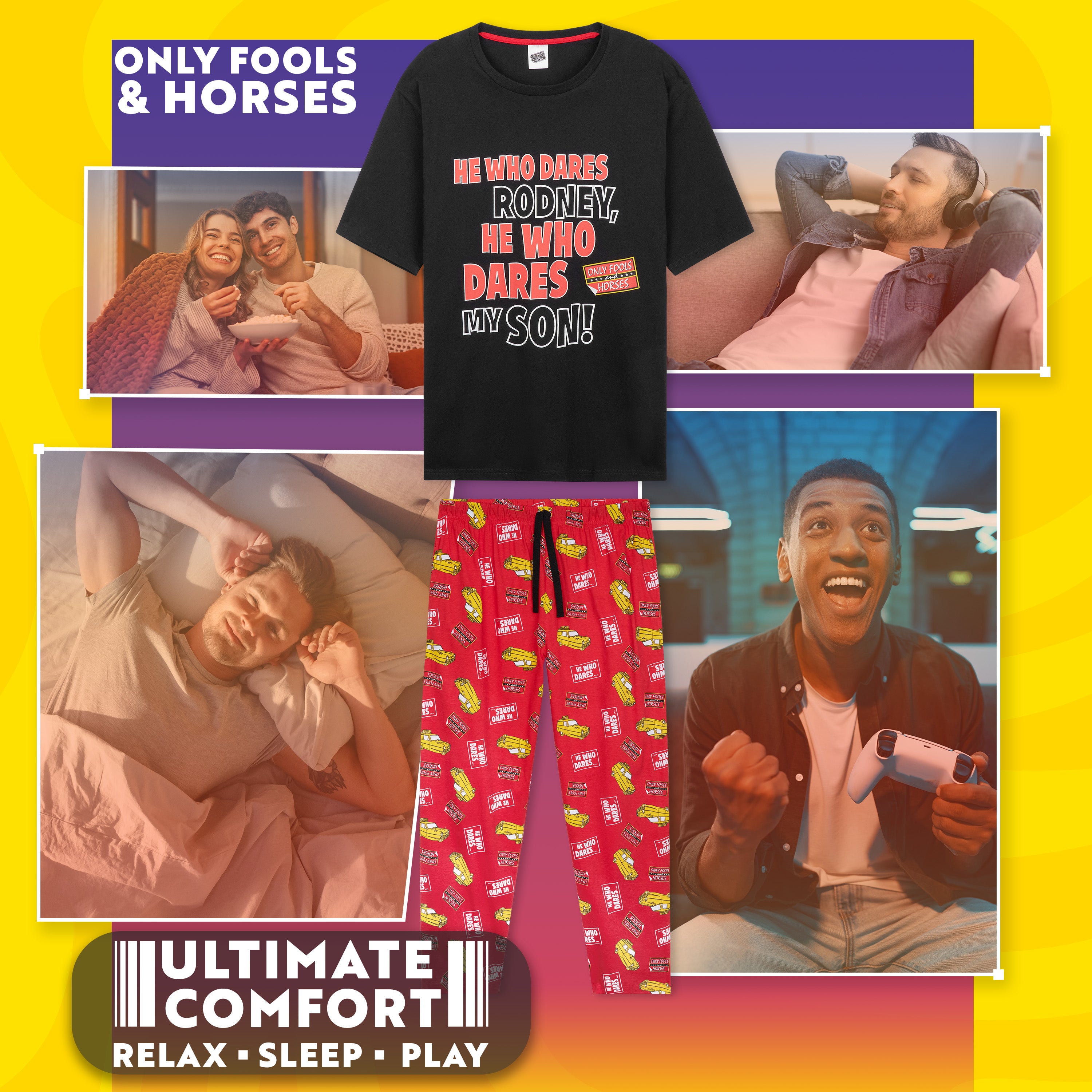 Only Fools and Horses Pyjamas for Men Teens PJs Set Soft Breathable Nightwear Loungewear Comfy Jammies with Long Bottoms Sleepwear Funny Gifts for Men - Get Trend