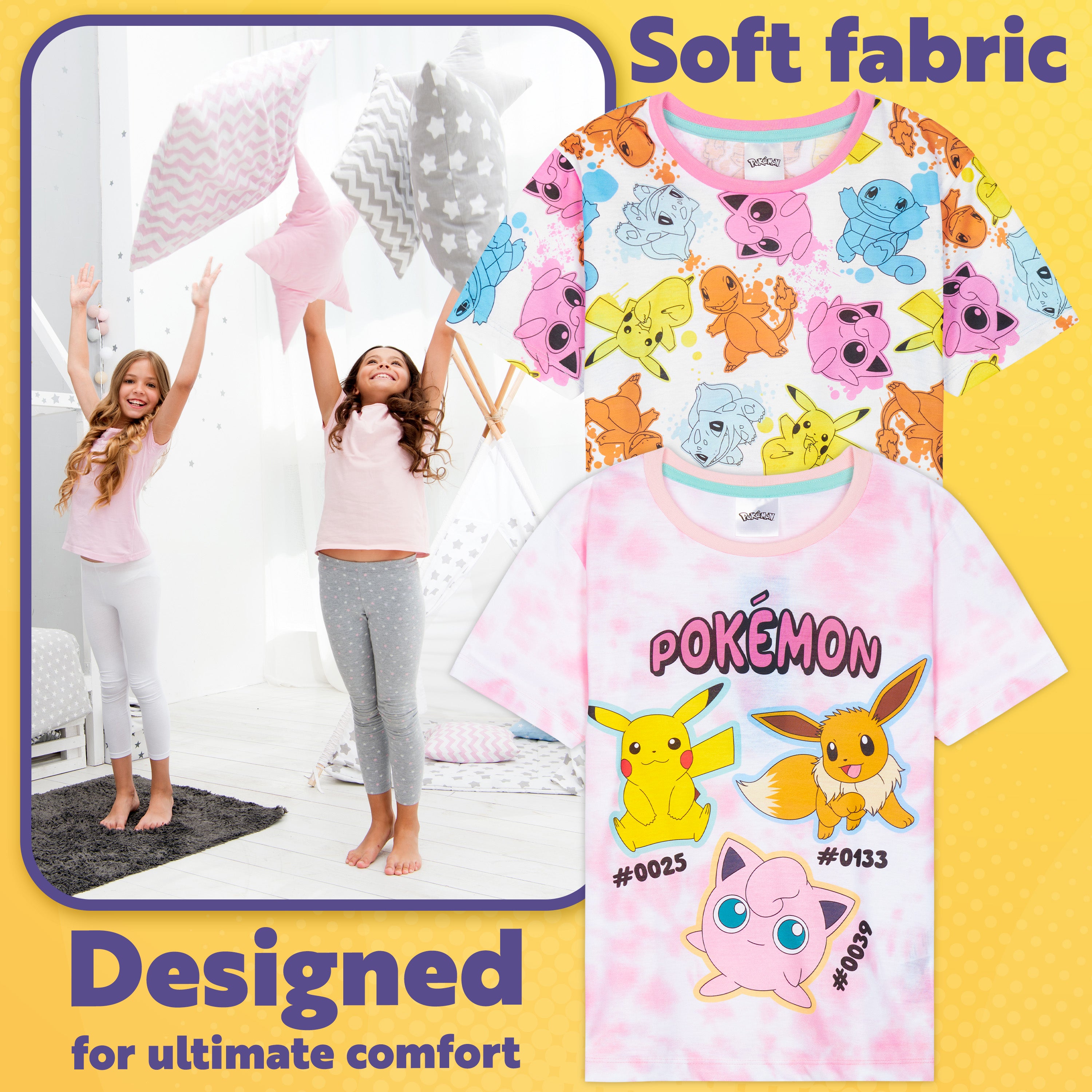 Get Trend PJs Girls 2 Pack Short Sleeve Pyjamas Set Kids Teens Lounge Sets Nightwear Soft Comfy Sleepwear Gifts for Girls - Get Trend