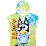 Bluey Bath Towel with Hood for Kids Absorbent Changing Robe Cotton Poncho for Swimming Bath Shower Beach Towel Holiday Essentials (Multi, 3-8 Years)