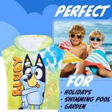 Bluey Bath Towel with Hood for Kids Absorbent Changing Robe Cotton Poncho for Swimming Bath Shower Beach Towel Holiday Essentials (Multi, 3-8 Years)