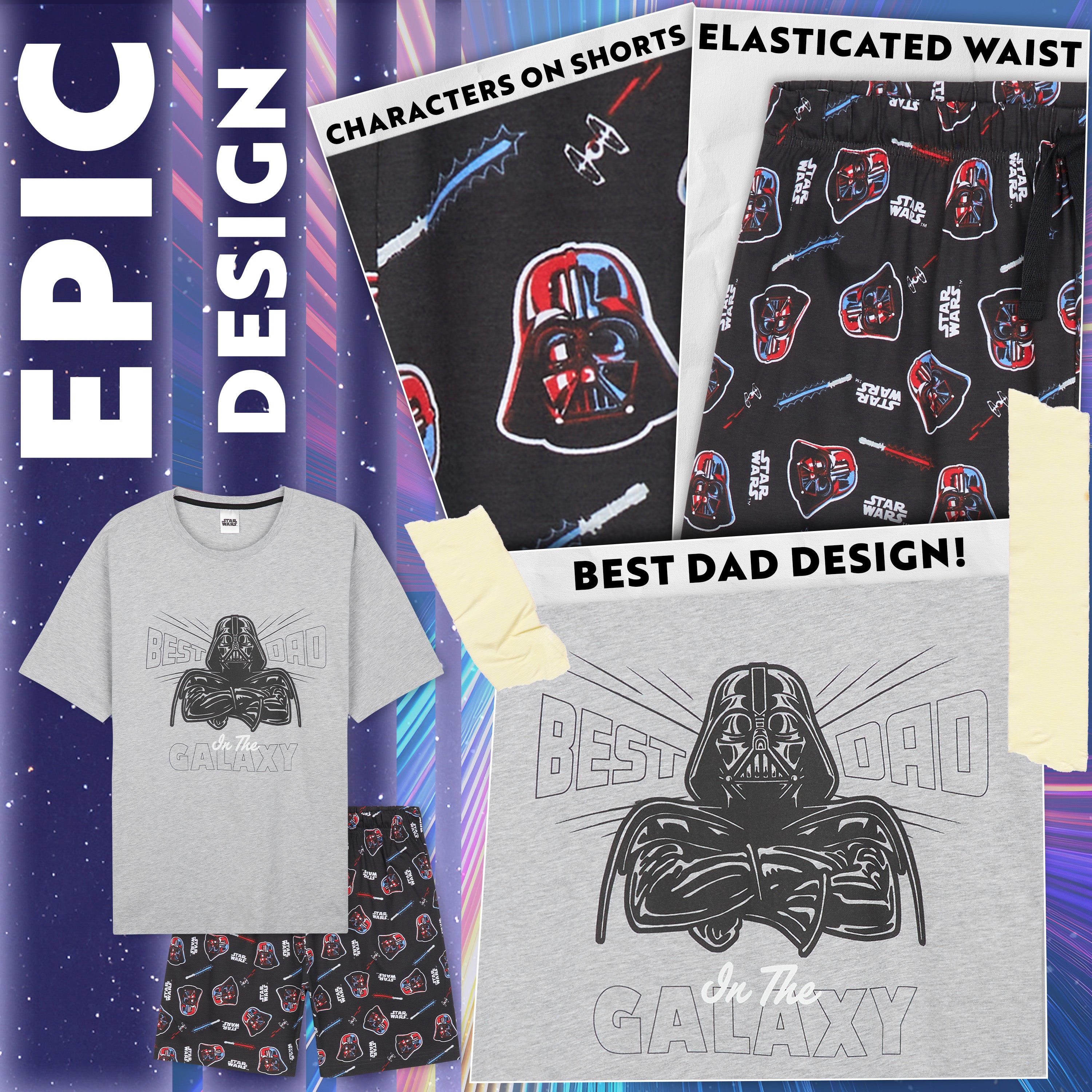 Disney Star Wars Mens Pyjamas Set Short PJs Soft Breathable Nightwear Loungewear Comfy Jammies Funny Sleepwear Baby Yoda Dad Gifts for Men - Get Trend