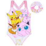 Pokemon Girls Swimming Costume Swimsuit with Hair Scrunchie Pikachu One Piece for Kids Teens Anime Swimwear for Pool Beach Holiday Essentials - Get Trend