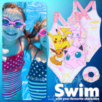 Pokemon Girls Swimming Costume Swimsuit with Hair Scrunchie Pikachu One Piece for Kids Teens Anime Swimwear for Pool Beach Holiday Essentials - Get Trend