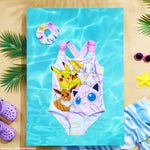 Pokemon Girls Swimming Costume Swimsuit with Hair Scrunchie Pikachu One Piece for Kids Teens Anime Swimwear for Pool Beach Holiday Essentials - Get Trend