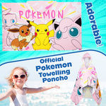 Pokemon Bath Towel with Hood for Kids Teenagers Anime Changing Robe Absorbent Cotton Poncho Towel for Swimming Bath Shower Beach Holiday Essentials (Pink, 6-14 Years) - Get Trend