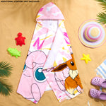 Pokemon Bath Towel with Hood for Kids Teenagers Anime Changing Robe Absorbent Cotton Poncho Towel for Swimming Bath Shower Beach Holiday Essentials (Pink, 6-14 Years) - Get Trend